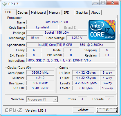 системная программа CPU-Z